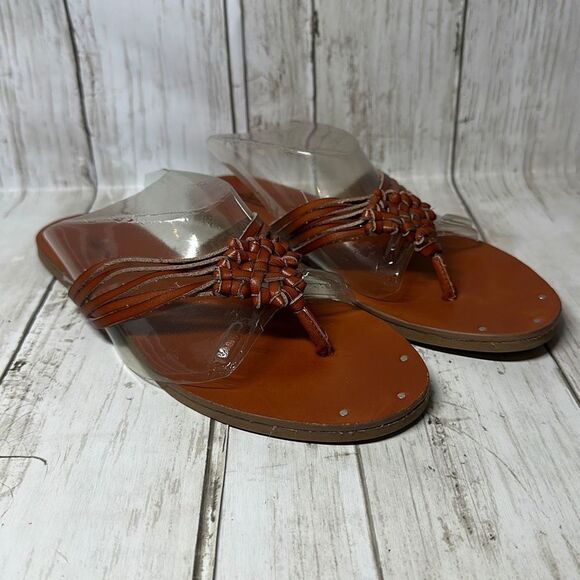 American Eagle AE Braided Leather Flip Flops Sandals Thongs Slip on Shoes Size 6 - Picture 1 of 7
